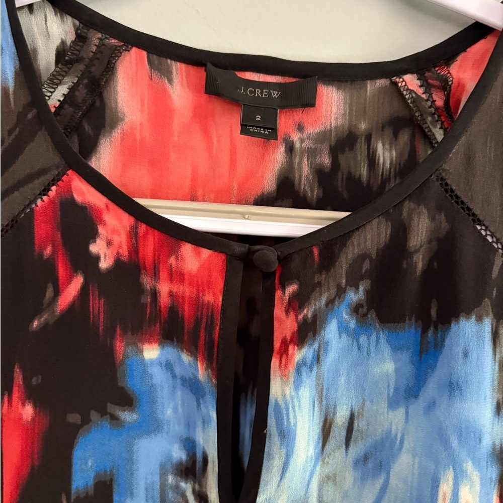J. Crew Keyhole Silk Shell in Floral Splash - Picture 6 of 12